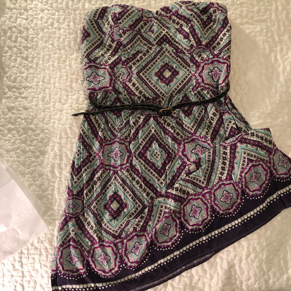 Cute boho strapless dress